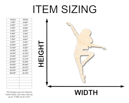 Unfinished Wood Dancer Shape - Dance Craft - up to 36" DIY 6" / 1/8" 24 Hour Crafts