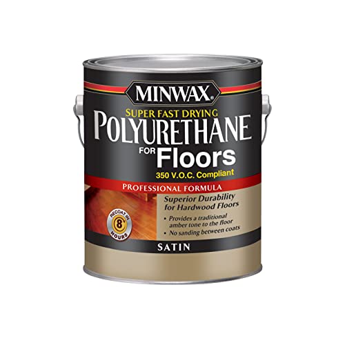 Minwax Super Fast Drying Polyurethane Protective Wood Finish, 350 VOC, Clear Satin, Gallon Minwax