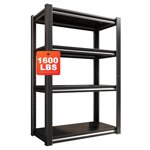 Raybee Garage Shelving Adjustable Storage Shelves 4 Tier Metal Shelving Unit Industrial Metal Shelves for Storage Garage Shelf Storage Rack for Raybee