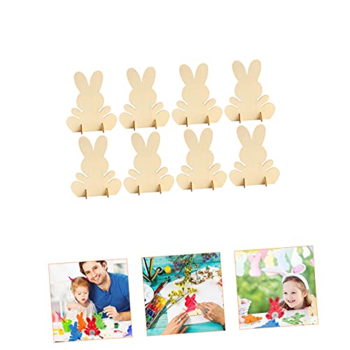 Operitacx 4 Sets Handmade Rabbit Material Unfinished Bunny Table Ornament Rabbit Shape Tabletop Decoration Dinner Table Decor Hand Decor Bunny Wood Operitacx