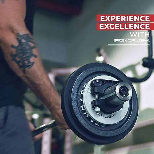 Iron Crush Olympic Barbell Clips - Adjustable & Slim Gym Clamps for Maximum Weight Capacity - Quick Release Barbell Collar Bar Locks for Weight Iron Crush
