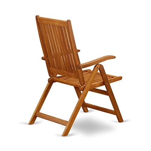 East West Furniture BCNC5NA Outdoor Folding arm Chair, Natural Oil East West Furniture