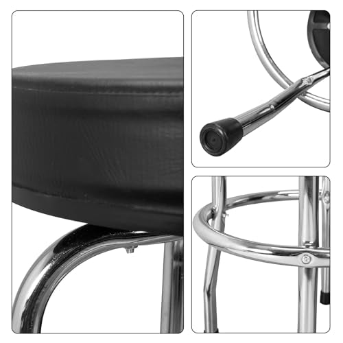 Torin ATRP6185B Swivel Bar Stool: Padded Garage/Shop Seat with Chrome Plated Legs, Black Torin