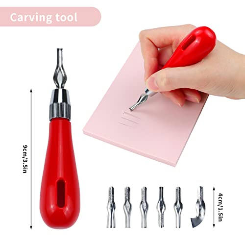 Oopsu 4 Pack Rubber Block Stamp Carving Blocks with Cutter Tools and Rubber Brayer Roller for Printmaking and More Crafts Oopsu