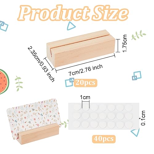 OLYCRAFT 20PCS Wood Place Card Holders Wood Name Card Holder Table Number Stands for Wedding Party Events Decoration Double Side Display Mini OLYCRAFT