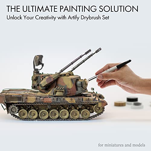 ARTIFY Drybrush Set Dry Brushes: Professional-Grade Dry Brush for Effortless Miniature & Model Painting - 5 Sizes Hobby Small Fine Detail Paint ARTIFY art supplies