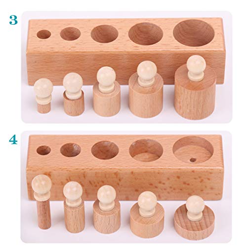 Thoth Montessori Knobbed Cylinder Socket Montessori Materials Wooden Cylinders Ladder Blocks Educational Wooden Toy Montessori Education Toy Family Thoth