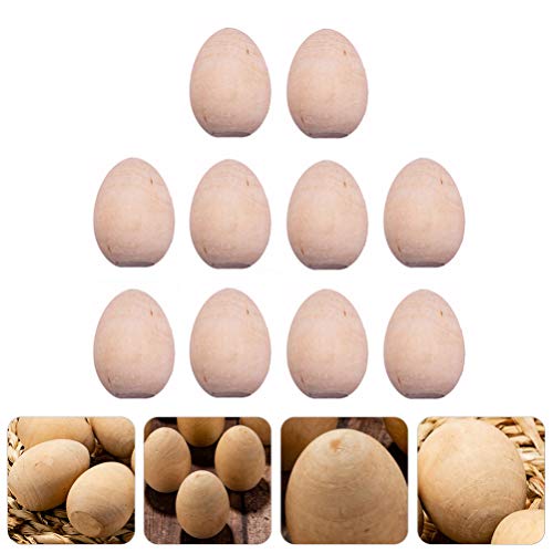 Kisangel 10pcs Unfinished Wood Eggs Smooth Flat Bottom Wooden Easter Craft Eggs for Easter Display Smooth Ready to Paint and Decorate L Kisangel