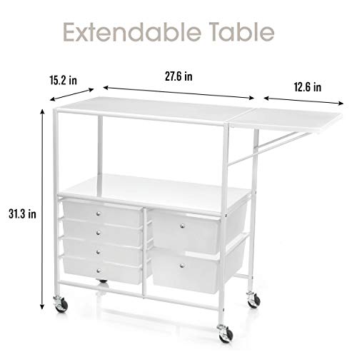 Essex Drawers & Rolling Storage Cart with Tray by Recollections, White Recollections