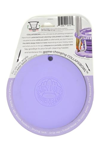 Collapsibowl Paint Brush Cleaner Rinse Cup (All-in-One) Fine Art, Studio, Classroom | Brushes Holder & Silicone Cleaning System for Acrylic, Paint Puck