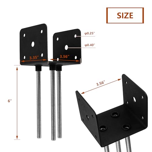 Wpbhk 4Pcs Concrete Post Anchor U Shape Fence Post Holder 4x4 Post Base Holder Ground Spike, Pergola Brackets Deck Post Base Wpbhk