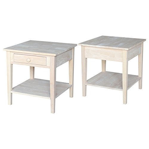 IC International Concepts Spencer End Table, 24 in W x 24 in D x 25 in H, Unfinished IC International Concepts