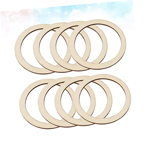 SEWACC 50pcs Natural Wood Frame Wood Decor Rustic Decor Bamboo Hoops for Crafts Flat Wreath Form Wooden Circles DIY Craft Decor Ring Dreamcatcher SEWACC