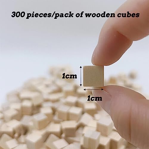 Wood Cubes for Crafts, 1 cm Wooden Blocks, 300 Pcs Natural Wooden Blocks, Unfinished Wood Crafts Wood Square Blocks for Arts and DIY Projects Puzzle SPKESE