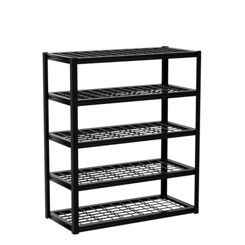 REIBII 48''W Garage Shelving Heavy Duty Loads 2500LBS Garage Storage Shelves Heavy Duty Shelving 5 Tier Adjustable Metal Shelving for Garage Storage REIBII