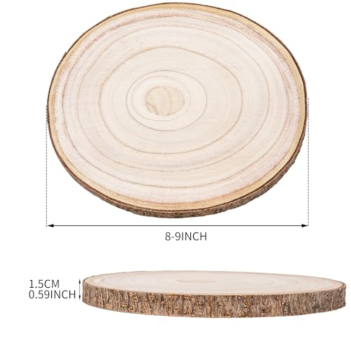 Natural Round Wood Slices 8 Pack 8-9 inches Unfinished Wood kit Circles DIY Crafts Wood Ornament Discs FORACKS