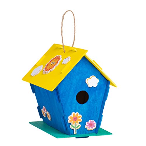 Neliblu 12 DIY Wooden Birdhouses - Kids Bulk Arts and Crafts Set, Crafts for Adults - with Unfinished Wood Birdhouse Kits, Paint Strips, Brushes and Neliblu