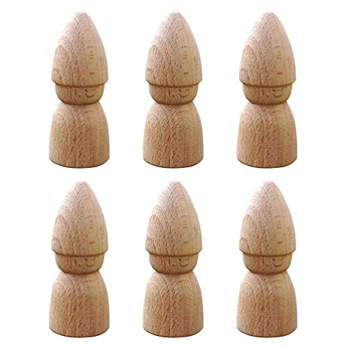 ULTNICE Dolls Peg People 6pcs Unfinished Wooden Figures Wooden Gnome Peg Doll Unpainted Wooden Dolls Crafts Desktop Ornaments Toys for Kids DIY ULTNICE