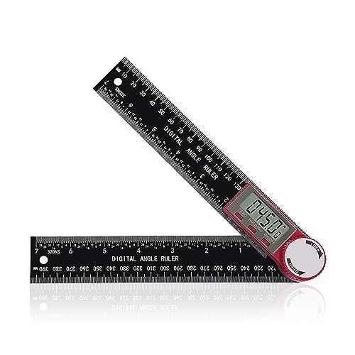 Digital Angle Finder, Angle Protractor Ruler with 200mm/ 7 inch, Carbon Fiber Plastic Woodworking Tools Goniometer Carpenter Protractor with LCD DITRON