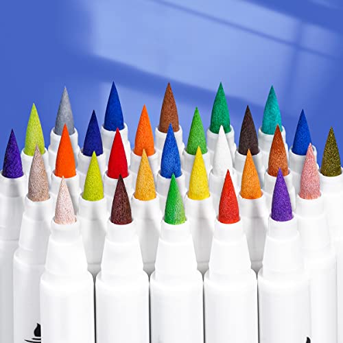 Bundle of Arrtx Acrylic Paint Pens for Rock Painting, 60 PCS Extra Brush Tip, Water Based Paint Markers for Stone, Glass, Easter Egg, Wood and Fabric Arrtx