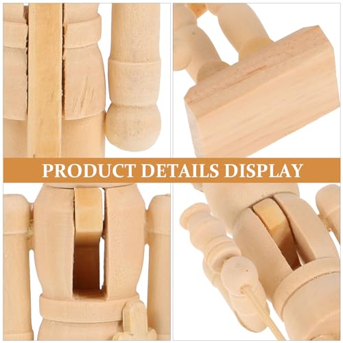 BESPORTBLE Christmas Wooden Unfinished Nutcracker Figures, DIY Blank Unpainted Nutcracker Soldier for Christmas Arts Project Ornaments Decor 3Pcs BESPORTBLE