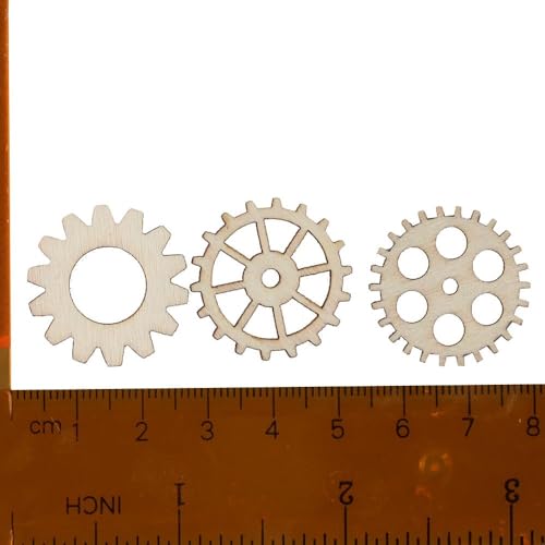 hobbyhub 100 Pcs Wooden Gear Wheels Decoration,Mixed Style Unfinished Blank Wooden Pieces for Making DIY Crafts hobbyhub