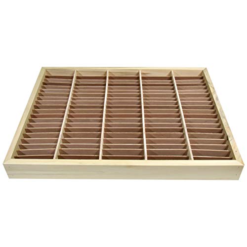 Kingdom LW100 5 x 20 100 Capacity Cassette Rack or Stamp Pad Rack Unfinished Wood for Easy Sorting and Organizing of Cassette Tapes, Stamp Pads, Kingdom