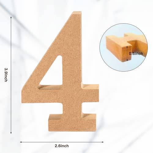 AOCEAN 4 Inch Wooden Numbers for Wall Decor Crafts - Unfinished Blank Pine Wood - Designable and Paintable - Ideal for Holiday & Home Decoration AOCEAN
