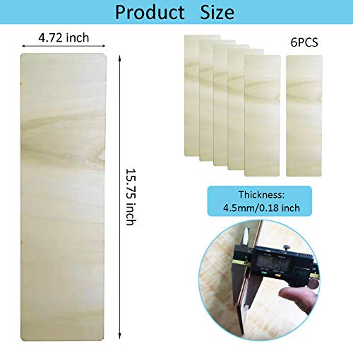 Unfinished Wood Sign Blank Rectangle Hanging Wooden Plaque DIY Craft Project Wood Sign with Rope Door Wall Art (15.7 x 4.7 x 0.2 in, 6-Pack) YOUFU