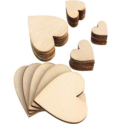 500 Pieces Wood Heart Cutouts Unfinished Wooden Heart Slices Blank Wood Heart Wood Slices Embellishments Ornaments for Christmas, Wedding, Valentine, Blulu