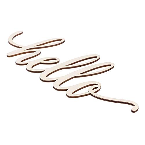 JANOU Hello Wood Sign Wall Decorative Letters DIY Words Cutout Unfinished Wooden Sign with Rope for Door Art Home Decoration JANOU