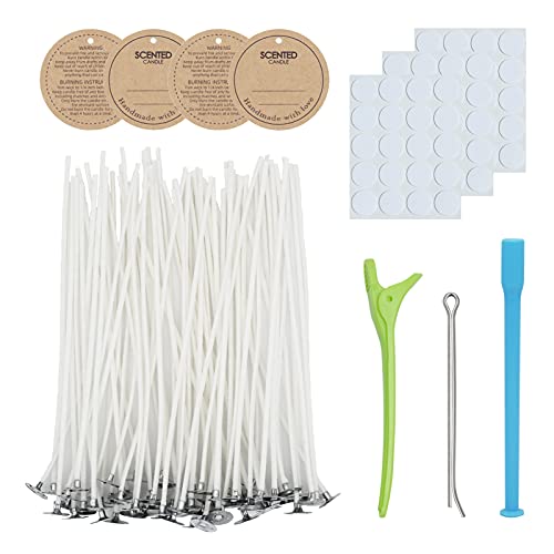 CandMak Candle Wick Kit, 60 Cotton Candle Wicks with Candle Making Tools for Candle Making (Thick 4"+6"+8") CandMak