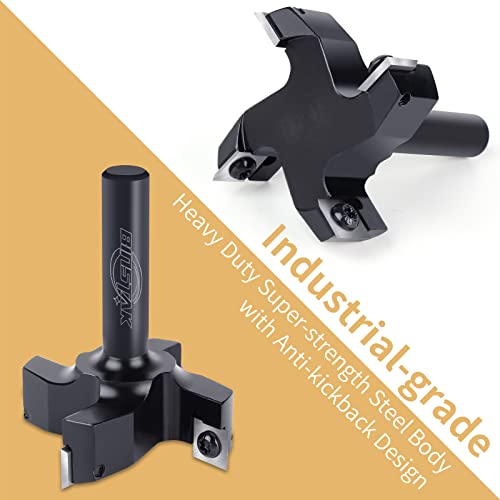 CNC Spoilboard Surfacing Router Bit, 1/2" Shank 2-1/2" Cutting Diameter, Carbide Insert Slab Flattening Router Bit Planing Bit Wood Planer Bit BINSTAK