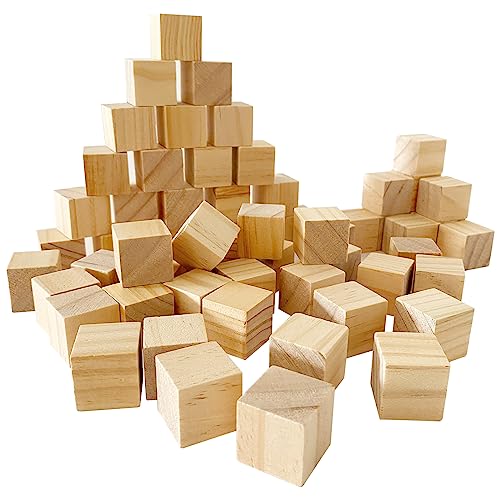 MUXGOA Unfinished Wooden Cubes,Pack of 50 Wood Blocks for Crafting,1 Inch Wood Square Blocks for Crafts Making & DIY Projects & Decor MUXGOA