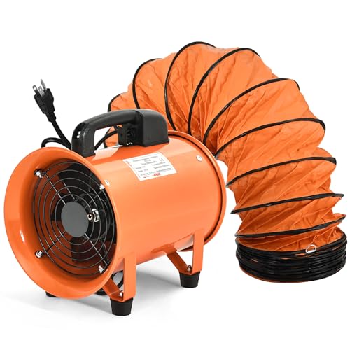 YITAHOME Exhaust Fan 8 Inch, Utility Blower Extractor Fan High Velocity, Portable Ventilation Fan with 16FT Ventilator Duct Hose for Industrial, YITAHOME
