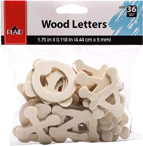 Plaid Dot Wood Letter Pack, 1 3/4" Fun Font, brown Plaid