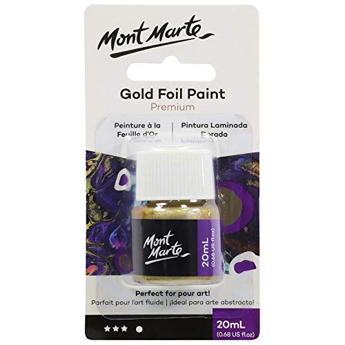 MONT MARTE Premium Gold Foil Paint 0.67oz (20ml), Suitable for Pour Painting, High Pigment Level, Shimmering Color MONT MARTE