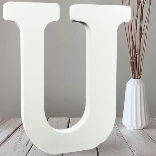 AOCEAN 10 Inch White Big Wood Letters, Unfinished Wooden Letters for Wall Decor Decorative Standing Letters Slices Sign Board Decoration for Craft AOCEAN