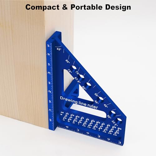 3D Multi-Angle Aluminum Alloy Woodworking Square Ruler, 22.5-90 Degree Protractor, High Precision Miter Triangle Ruler for Engineers, Carpenters, and ViewReal