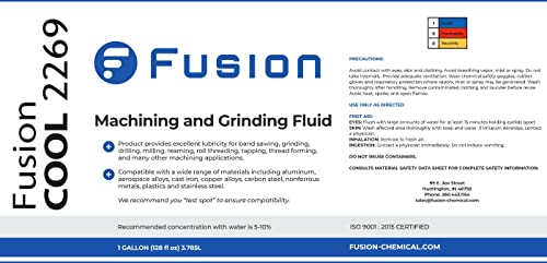 Machining and Grinding Fluid by Fusion Chemical | Cutting Oil for Drilling Metal | Fusion Cool 2269 | Semisynthetic Microemulsion Coolant | Extended Fusion Chemical