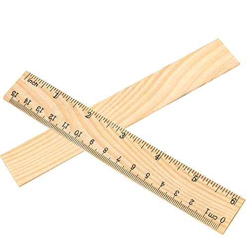 144 PCS 6 Inch 15 cm Wooden Rulers, 2 Scales Accurate Wood School Ruler Double Sided Wood Measuring Tool for Students, Crafts, Office, Home Uses MUKCHAP