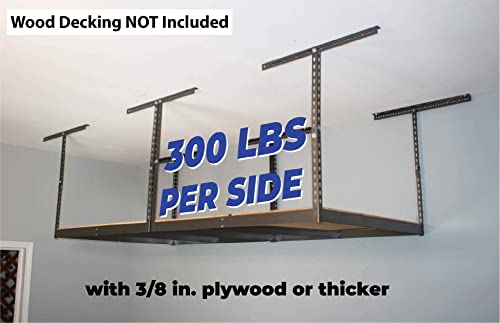 MonsterRax 4x8 Overhead Garage Storage Rack Frame Kit - Hanging Storage Shelves, Garage Ceiling Storage Rack System, Ceiling Shelving - (Hammertone, MonsterRAX Storage Solutions