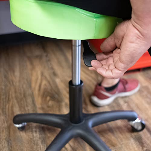 OEMTOOLS 24956 Heavy Duty Pneumatic Rolling Stool, Garage Stool with Wheels, Shop Stool on Wheels, Adjustable Height Stool, Rolling Work Seat, OEMTOOLS