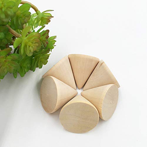 SUPVOX 10pcs Natural Wood Cone Ring Holders Unpainted Wooden Cones to Craft Paint Jewelry Display Stand 3.1cm SUPVOX