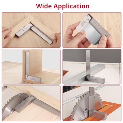 XUNTOP 4PCS Machinist Square 2, 3, 4 and 6 inch Squares Combinations, 90-Degree Right Angle Engineer Set Hardened Angle Ruler Hard Steel Construction XUNTOP