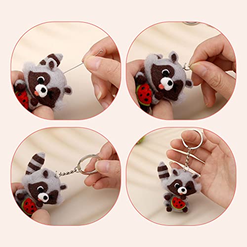 JUPEAN Needle Felting Kit Needle Felting Supplies Needle Felting Starter Kit Raccoon Animal Doll with Wool Roving, Felting Needles, Foam Mat and Wool JUPEAN