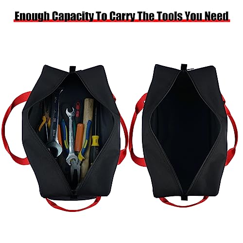 MELOTOUGH 16 Inch Tool Bag Canvas Tool Tote Bags with Zipper Heavy Duty Portable Tool Bag Organizer for Electrician,Plumbing,Technician,HVAC (Black) MELOTOUGH