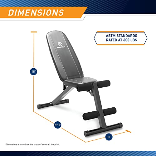 Marcy Multi-Position Workout Utility Bench for Home Gym Weightlifting and Strength Training SB-10115, Black MARCY