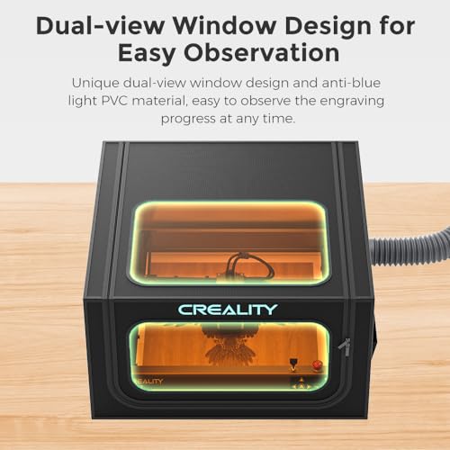 Creality Laser Engraver Enclosure 2.0 with Vent, Isolate Smoke Laser Cutting Machine Protective Cover with Eye Protection, Against Noise,Suitable for Creality