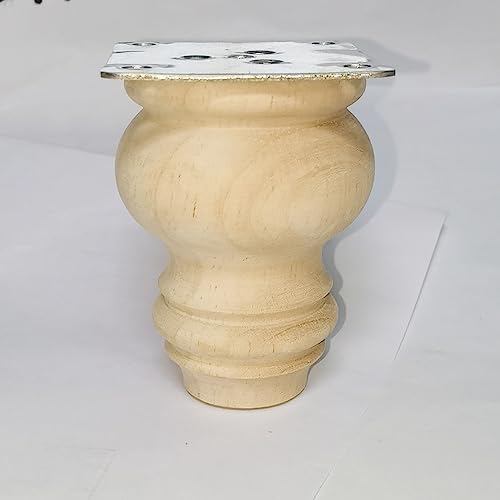 Btibpse 3 Inch Wooden Furniture Legs, Solid Wood Unpainted Replacement Furniture Legs, Cabinet Legs/Desk/Sofa/Bookcase Bun Feet, DIY Wooden Round Btibpse